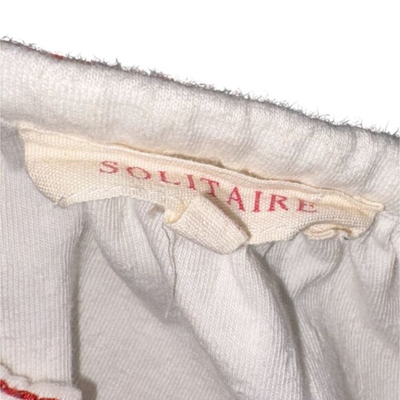 Solitaire Womens Embroidered Puff Sleeve Blouse-Cream-M-GUC - Picture 3 of 8